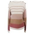 thumbnail image 4 of NARABB Women's Sweater Knit Outwear Long Sleeve Striped Pullover Knitted Buttons Sweater Tops, 4 of 7
