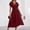 Wine, variant on Sentmoon Wedding Guest Dresses for Women 2026 Solid Color Tropical Dresses for Women V Neck Short Sleeve Holiday Pleated Oversized Spring Dress for Teen Girls Summer and Vacation M
