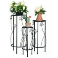 thumbnail image 3 of Resenkos Raised Planter Stand, Large Space Flower Rack Shelf,3 Pieces Metal Plant Stand Set with Crystal Floral Accents Round-Black, 3 of 7