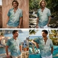 thumbnail image 2 of FOR U DESIGNS Green Tree Leaf Print Matching Couple Outfits Linen-Look Casual Set Men's Button Shirt and Women's Swing Sleeveless Dress, 2 of 7