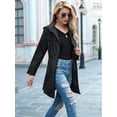 thumbnail image 6 of Women Waterproof Light-Weight Rain Jacket Active Outdoor Hooded Long Sleeves Raincoat with Zipper Black XL, 6 of 9