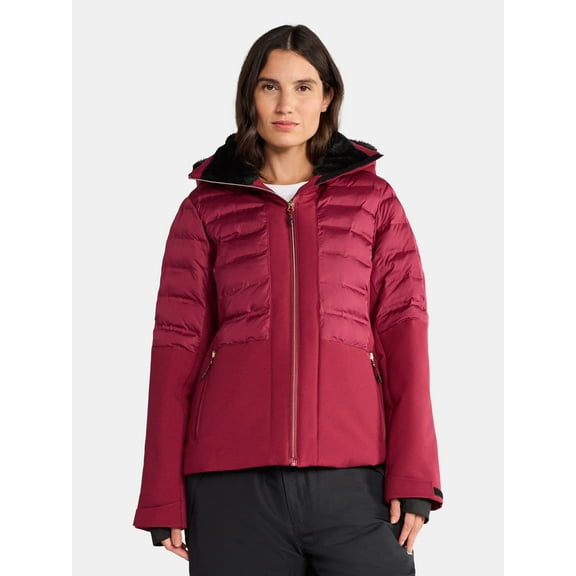 Tec-One Women's and Women's Plus Quilted Mixed Media Ski Snowboard Jacket, Sizes XS-3X