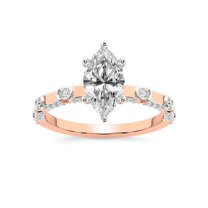 IGI Certified 2 Carat Marquise Shape Lab Grown Diamond Engagement Ring | 14K Rose Gold | Majestic Love Diamond Accent Ring | FG-VS1-VS2 Quality Friendly Diamonds