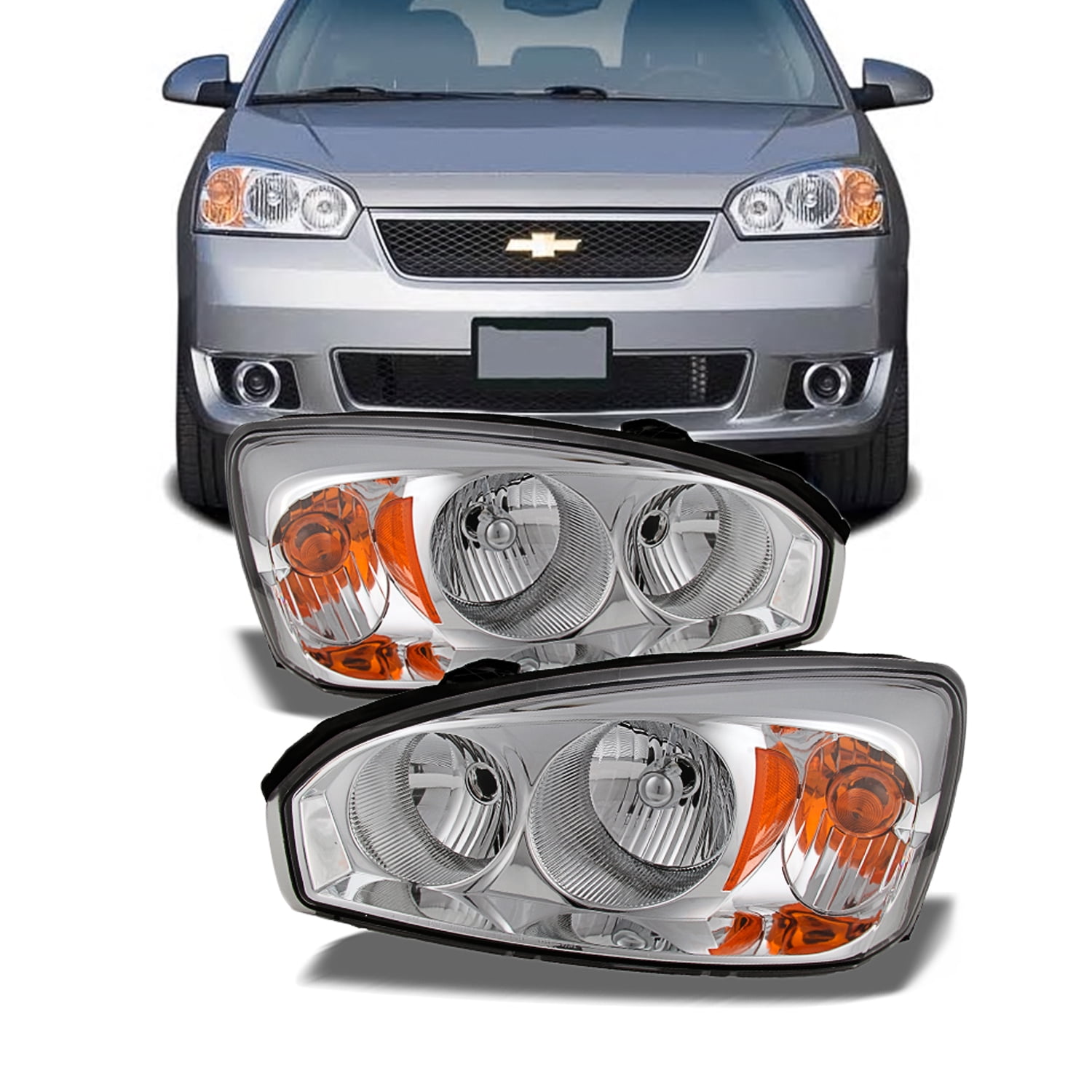 Fits 0408 Chevy Malibu Headlights Lights Lamps Replacement Pair Set