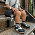 thumbnail image 5 of STQ Toddler Girl School Shoes Girls Classic Mary Jane Sneakers with Hook and Loop Non Slip Barefoot Shoe for Walking Black White Toddler Size 6, 5 of 7