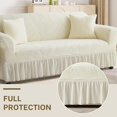 thumbnail image 4 of Stretch Velvet Sofa Slipcover, Cushion Couch Cover with Skirt, Pet Friendly Durable Washable Stretchable, Easy Fit Universal Furniture Protector, (57"-73",Beige), 4 of 12