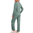 thumbnail image 3 of Fantaslook Soft Pajamas for Women Set Side Slits Long Sleeve Sleepwear 2 Piece Lounge Sets with Pockets, 3 of 11