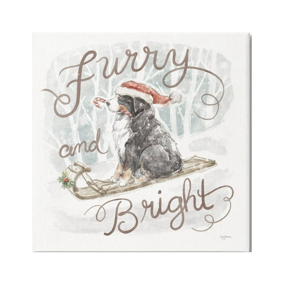 Stupell Industries Furry & Bright Dog Holiday Painting Gallery Wrapped Canvas Art Print Wall Art, 24 x 24