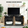 thumbnail image 3 of YIYADO Double Cat Litter Box Enclosure, Hidden Litter Box Furniture for 2 Cats with Rattan Doors & Scratching Panels, Black, 3 of 7