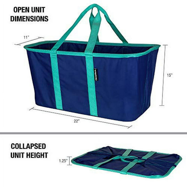 CleverMade 2-Pack Collapsible Laundry Basket Tote With Handles (Navy/Teal)  