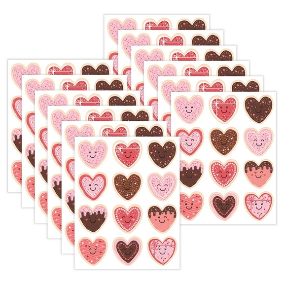 Teacher Created Resources Frosted Heart Cookies Stickers, 72 Per Pack, 12 Packs