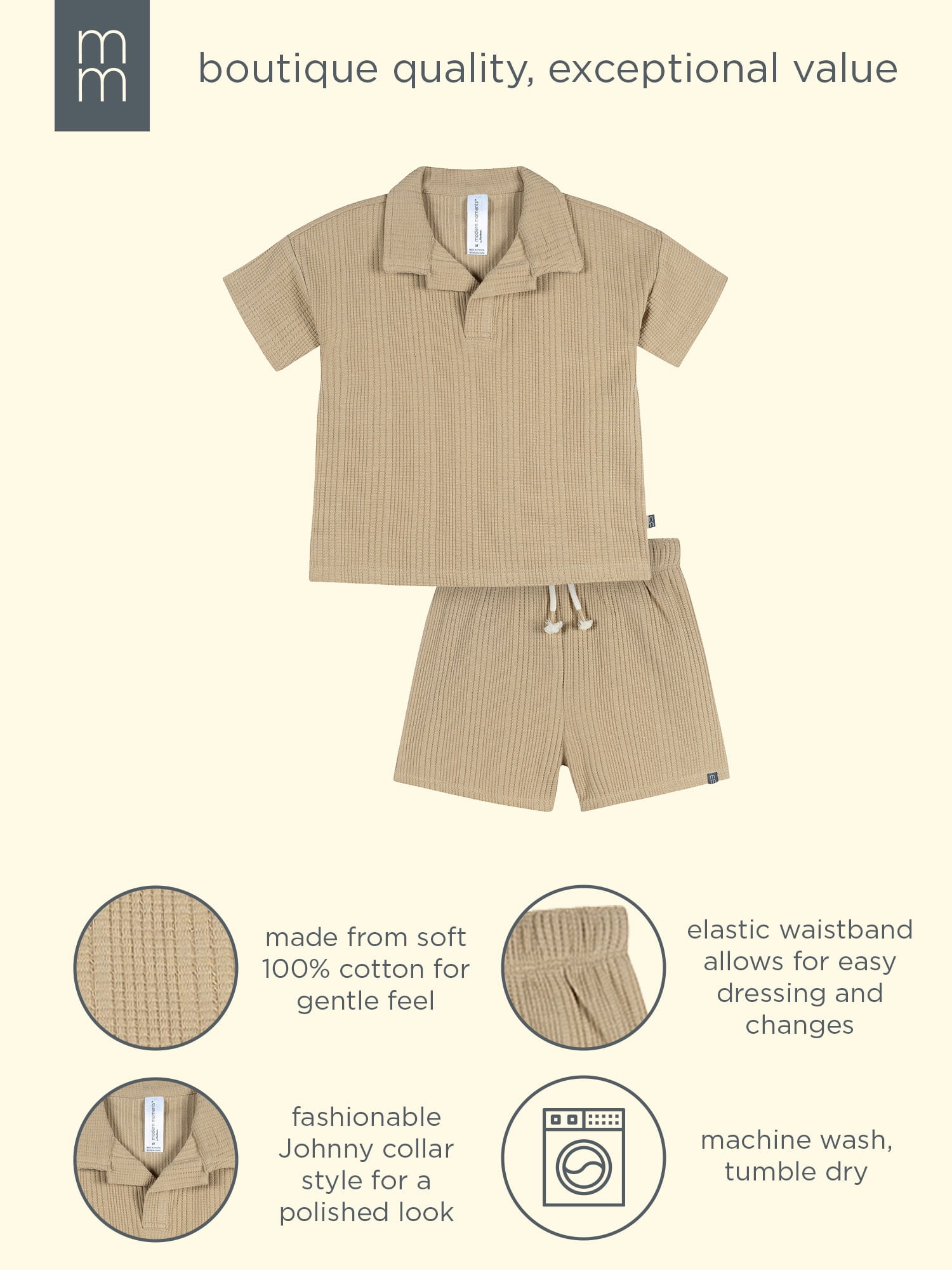 Modern Moments by Gerber Baby and Toddler Boy Johnny Collar Top and Pant Set, 2-Piece, Sizes 0/3 Months - 5T