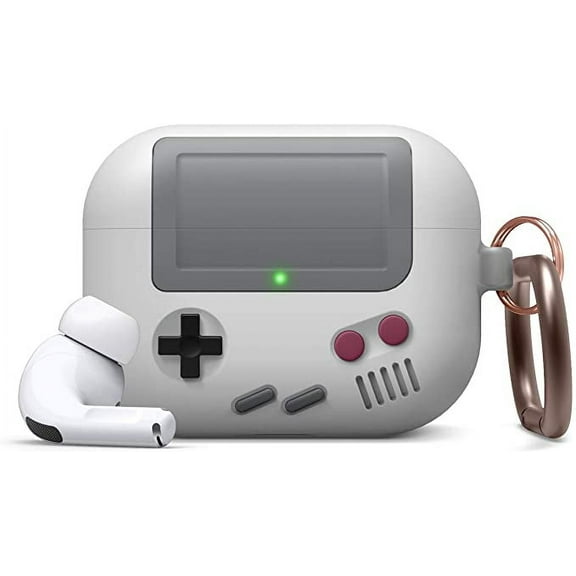 elago AW5 AirPods Pro Case Cover for Apple Airpods Pro, Classic Handheld Game Console Design Case with Keychain for AirPods Pro [US Patent Registered] [Light Grey]