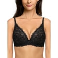 thumbnail image 4 of Deyllo Women's Push up Lace Bras Full Figue Non-Padded Underwired Support Plunge Bra Black 32B, 4 of 10