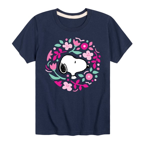 Peanuts - Snoopy Valentine Floral Circle - Toddler And Youth Short Sleeve Graphic T-Shirt
