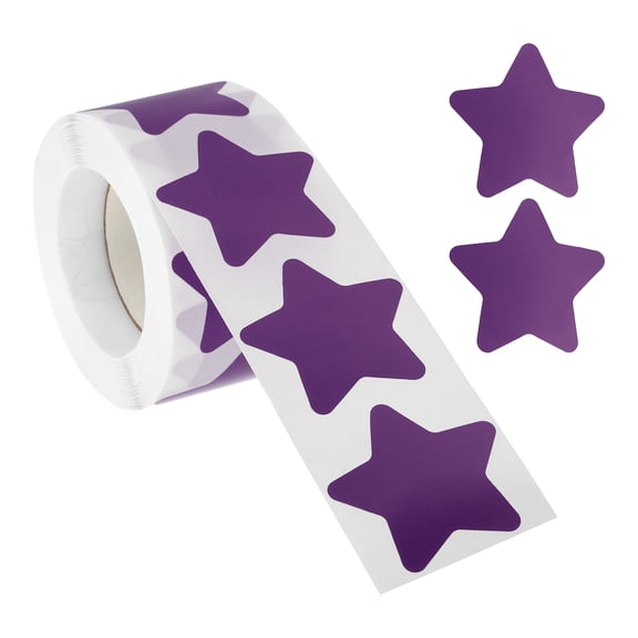 Uxcell 1.5" Star Stickers Roll, 500 Pcs Self-Adhesive Reward Stickers for Classroom Teacher Supplies and DIY Craft, Purple