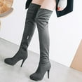thumbnail image 6 of Boots for Women Clearance Deals! Verugu Sexy Fall Thigh High Heel Boots Over-the-Knee Boots Women's Comfortable Suede Warm Side Zipper Over The Knee High Heel High Boots Gray 36, 6 of 6