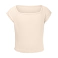 thumbnail image 3 of Landzoo Girls T Shirt Solid Color Short Sleeve Square Collar Shirt Summer Cozy Soft Toddler Kids Girls Tees Size 4-5 Years Beige, 3 of 9