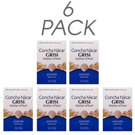 Grisi Mother of Pearl Bar Soap. Natural Skin Lightening and Dark Spot Fix with Vitamin C. 3.5 Oz / 100g. Pack of 6