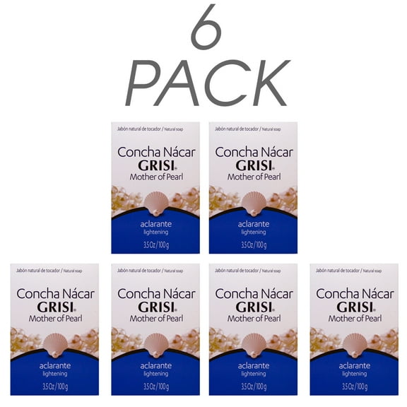 Grisi Mother of Pearl Bar Soap. Natural Skin Lightening and Dark Spot Fix with Vitamin C. 3.5 Oz / 100g. Pack of 6