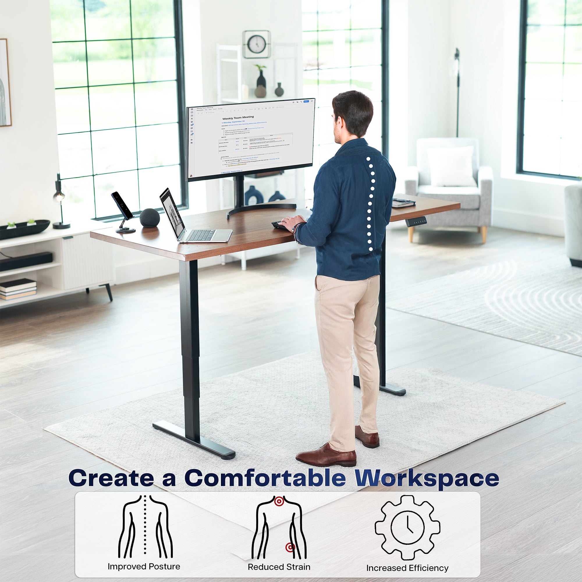 VIVO Black Electric Standing Height Adjustable Desk Frame, Dual Motor Ergonomic