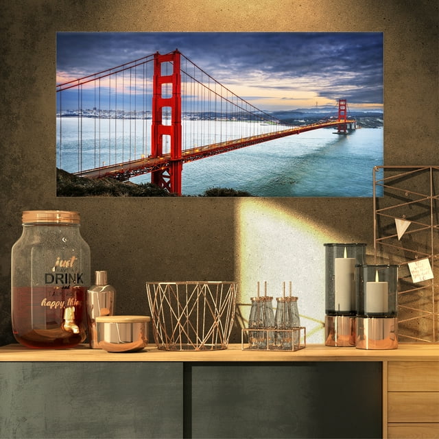 Golden Gate under Cloudy Sky - Sea Bridge Canvas Art Print