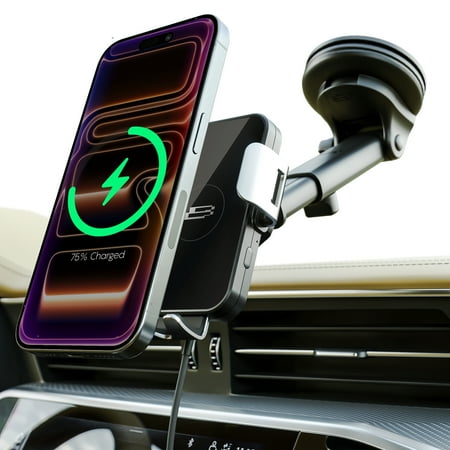 Bracketron PwrUp Automatic Universal 15W Qi Fast Wireless Charging 3 in 1 Dashboard Windshield and Vent Mount