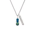 thumbnail image 2 of Delight Jewelry Silvertone Tropical Blue Flip Flop with Palm Tree Silvertone Guardian Angel Bar Charm Necklace, 23", 2 of 4