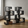 thumbnail image 4 of Demi Bonn 5-Tier S-Shaped Bookshelf Geometric Z-Shelf Bookcase with Open Cubes, Black, 4 of 7