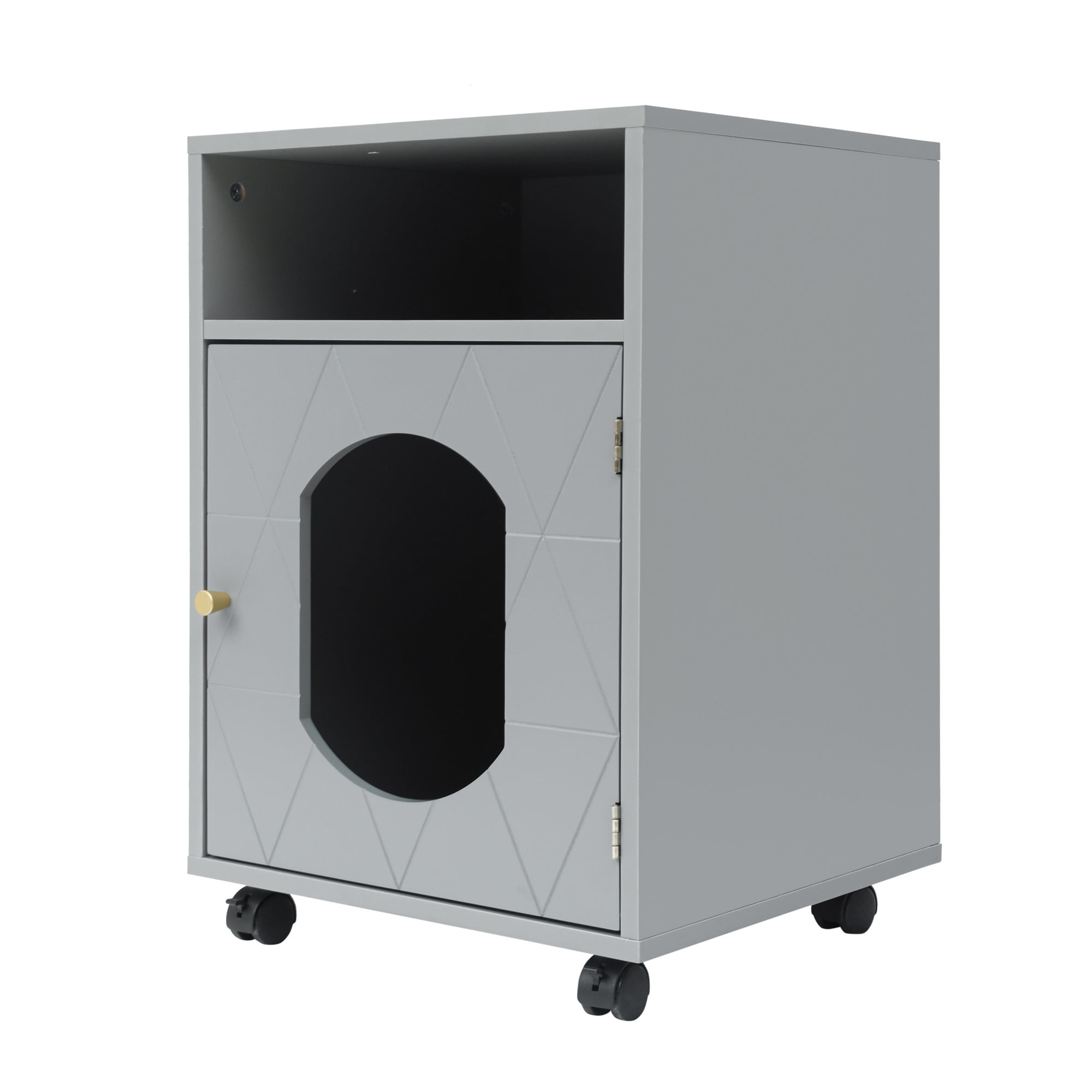 Pefilos 31" Wood Enclosed Cat Litter Box Enclosure, Hideaway Cat House Condo Washroom with Pull-out Drawer for Living Room, Black Pefilos 31" Wood Enclosed Cat Litter Box Enclosure, Hideaway Cat House Condo Washroom with Pull-out Drawer for Living Room, Black