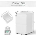 thumbnail image 3 of Bonusall 2 Drawer File Cabinet, Metal Rolling File Cabinet with Lock, Filing Cabinets for Home Office Fit A4/Letter/Legal, Easy Assembled, White, 3 of 16