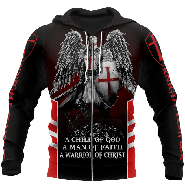 Sudadera retro con cremallera para hombre, con estampado 3D de God Knight, con cruz latina, para otoño, estilo moderno