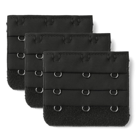 

Women Bra Strap Extension 3 Hooks 3 Rows Underwear Buckle Hook Black 3 Pcs