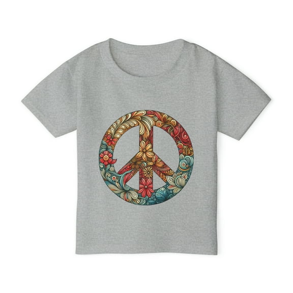 Colorful Toddler Tee with Boho Peace Sign, 4 Color Choices