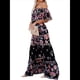 thumbnail image 3 of Vestido de Verano para Mujer, Estampado Floral, Hombros Descubiertos, Sin Mangas, Negro S, 3 of 8