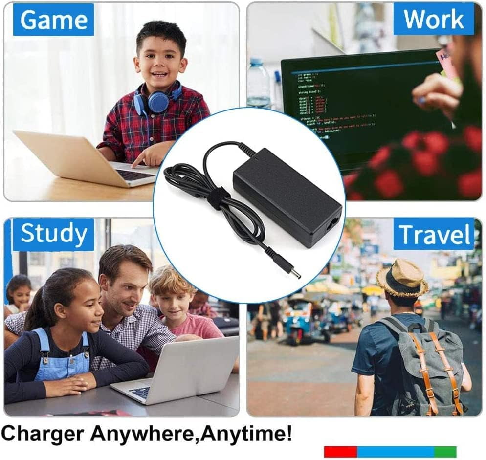 65W 45W Laptop Charger for Dell Inspiron 15-3000 5000 7000 17-5000 7000 Series，3501 3511 3520 3530 3535 5406 5440， for Latitude 5420 XPS Series 9630，Adapter with Round Tip (4.5*3.0mm ＆ 7.4*5.0mm）