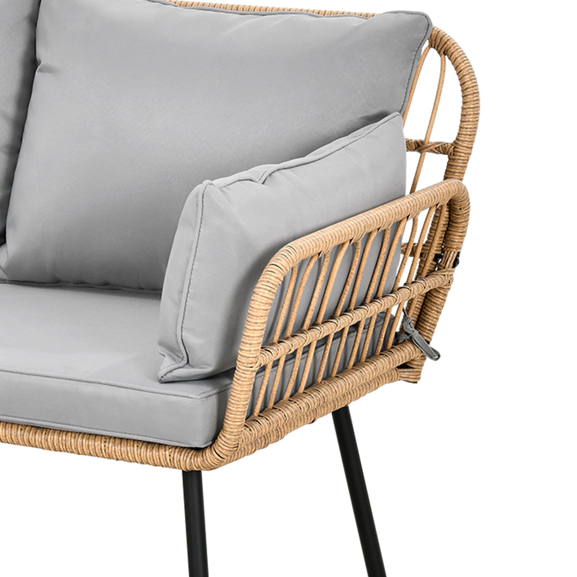 Craftian Outdoor Conversation Set,4-Piece Bistro Set with Loveseat for Patio Furniture Set - Gray