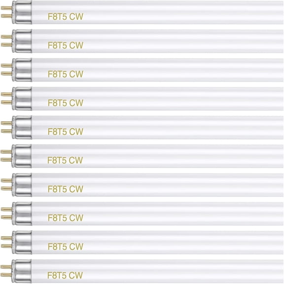 YANTON 10 Pack F8T5/CW Fluorescent Light Bulbs 12 Inch T5 8 Watt Under Cabinet Bulb, G5 Mini Bi 420 Lumen Cool White Tube Bulb for Under Cabinet, Kitchen, RV, Closet