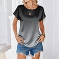 thumbnail image 4 of JoveMarine Women's Loose Fit Short Sleeve Top with Gradient Print Round Neck Casual Blouse Relaxed Summer Top for Daily Wear Gray L, 4 of 7