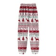 thumbnail image 4 of Women's Cuff Pajama Pants, Christmas Print Flannel Sleepwear, Elastic Waist Casual Lounge Pants, Soft Comfort Sleep Pants for Women,Vermilion,2XL, 4 of 6
