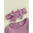 thumbnail image 5 of Bagilaanoe 3pcs Newborn Baby Girl Pants Set Long Sleeve Romper Tops + Leggings + Headband 3M 6M 9M 12M 18M Infant Casual Clothes, 5 of 8