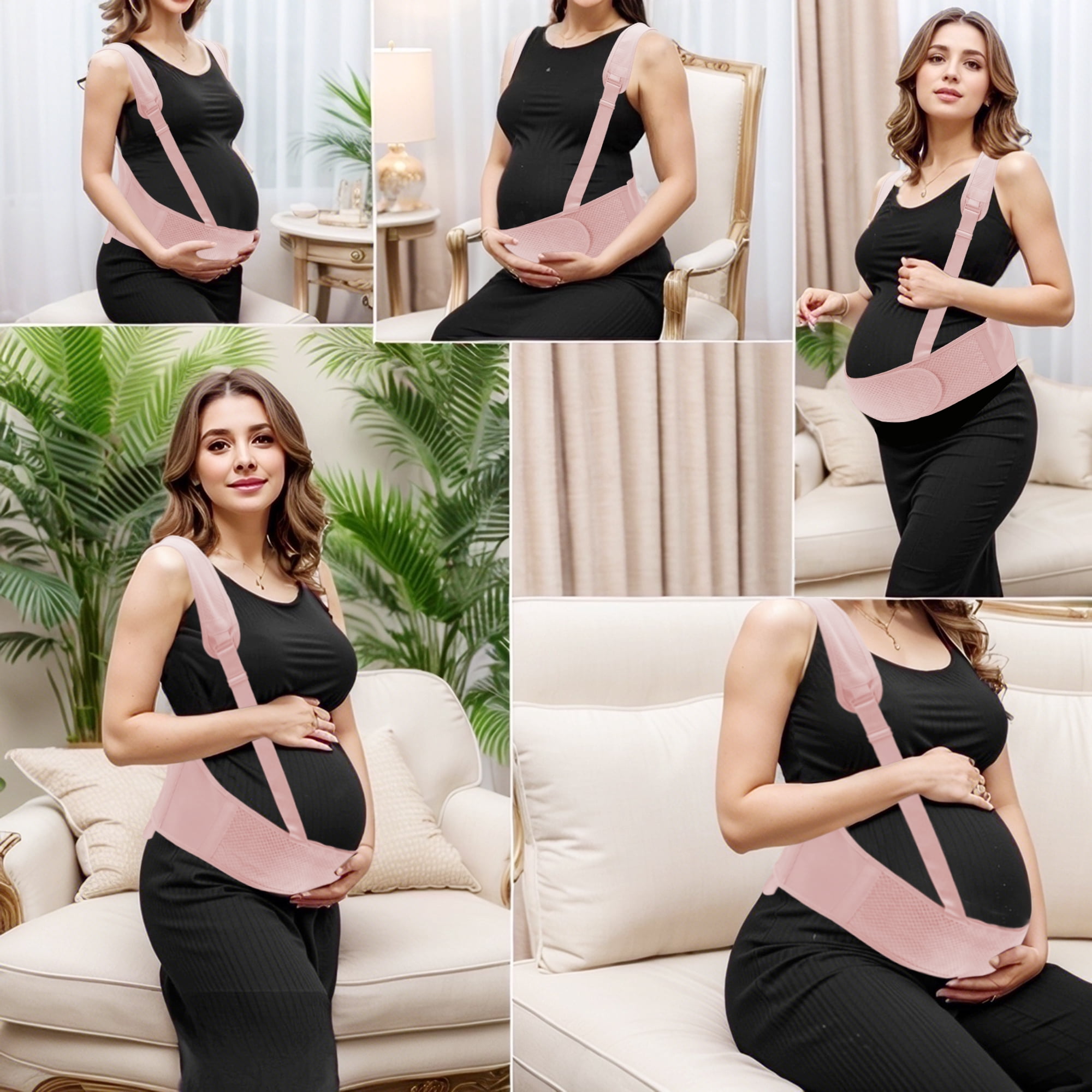 Unique Bargains Pregnancy Belly Band with Adjustable Straps 1 Pc Large Pink