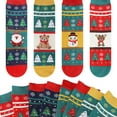 thumbnail image 2 of GOBWCOT Christmas socks for men and women, Christmas gift socks, 4 combinations of Christmas socks with snowman, elk, Santa Claus and bear patterns, 2 of 7