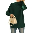thumbnail image 2 of Women'S Oversized Loose Sweater Autumn Batwing Sleeve Ribbed Tunic Sweater Dark Green M, 2 of 9