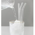 thumbnail image 2 of PMSSYPL12 Reusable Transparent Curved Glass Straws, 10 Curved Straws+2 Straw Cleaning Brushes, 7 Inches X 8 Millimeters, Suitable For Juice, Coffee, Cocktails, Smoothies, 2 of 5