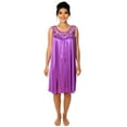 thumbnail image 2 of Women's Silky Feeling Sleeveless Sexy Nightgown with Sequins and Ribbon Roses Design, Purple 3XL, 2 of 5