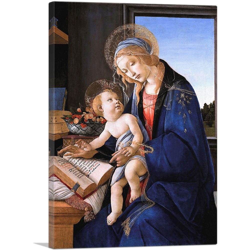 Virgin Teaching Infant Jesus to Read Framed Canvas Print