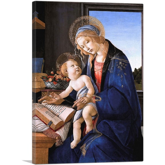 ARTCANVAS The Virgin Teaching the Infant Jesus to Read - Madonna of the Book 1479 Canvas Art Print by Sandro Botticelli - Size: 26" x 18" (0.75" Deep)