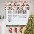 thumbnail image 4 of Valance Curtains for Kitchen Windows Xmas Snowman Bell PoinsettiaRod Pocket Valance Farm Truck Vintage LetterShort Window Curtain Topper for Bedroom Living Room Bathroom 54x18in, 4 of 7
