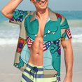 thumbnail image 7 of Pofeuu Cool Dino Playing Skateboard Print Hawaiian Shirt for Men Sleeves Casual Button Down Summer Beach Dress Shirts T-Shirts,Medium, 7 of 7